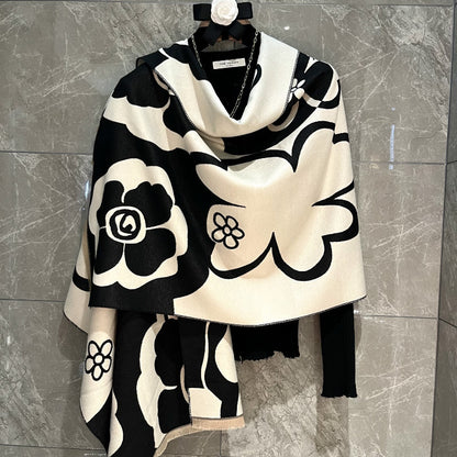 High-Grade Black & White Versatile Scarf | Warm Shawl for Summer A/C Air-conditioned Room Spring And Summer H | Ectron Online
