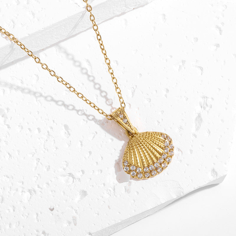 Strong Color Retention 18K Gold Ocean Series Pendant Gold Necklace
