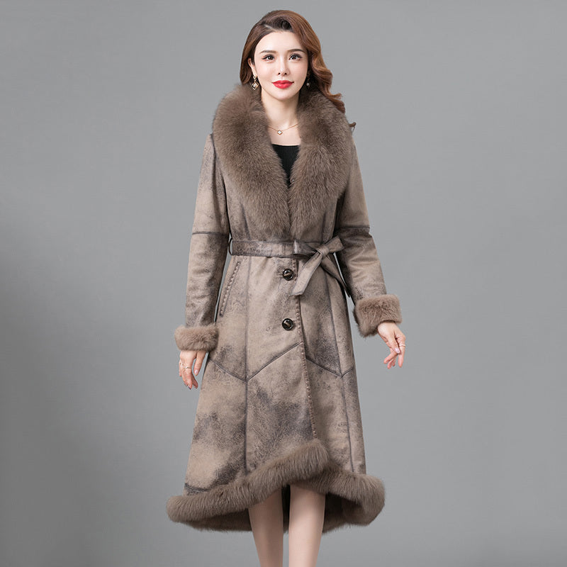 Women's Thickened Real Fur Coat