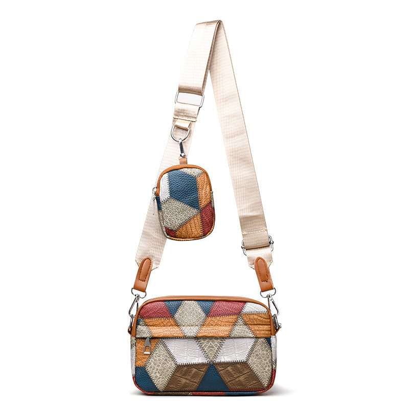 Retro Fashion Stitching Contrast Color Small Square Bag Retro Fashion Stitching Contrast Color S | Ectron Online