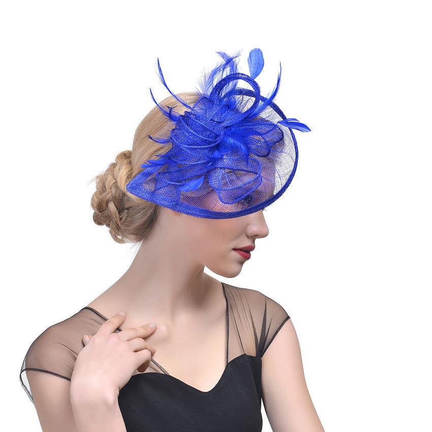 Hemp Yarn Feather Hairpin – Elegant Bridal & Banquet Accessory Hemp Yarn Banquet Net Top Hat Bridal Fea | Ectron Online