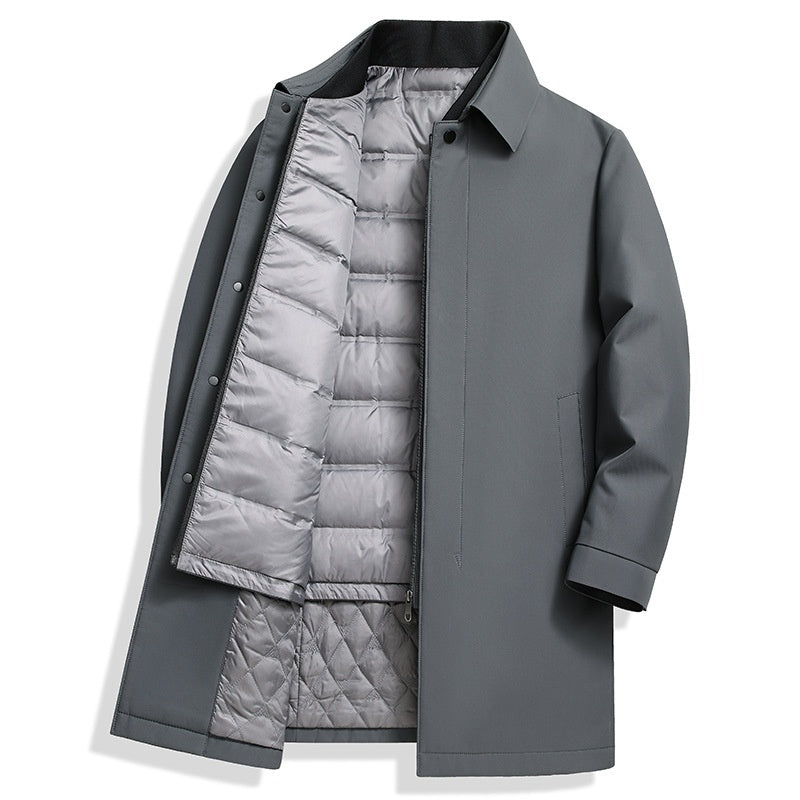Men's White Duck Down Mid-Length Coat Men's Mid-length White Duck Down Busines | Ectron Online