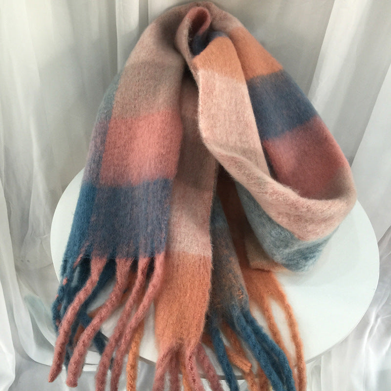 Women's Autumn Colorful Striped Warm Cashmere Plaid Scarf Scarves | Ectron Online