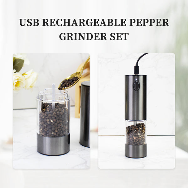 2PCS Electric Salt & Pepper Grinder Set - Adjustable Battery Mill
