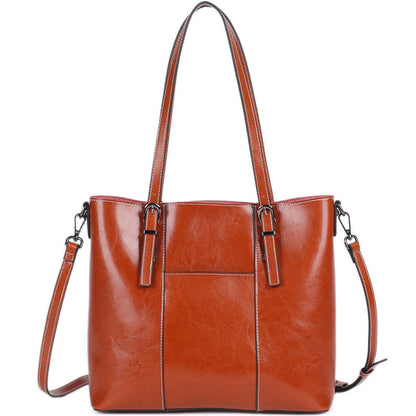 Women's Genuine Leather Tote Bag | Large Cowhide Messenger Bag Big Bag Genuine Leather Capacity Cowhid | Ectron Online