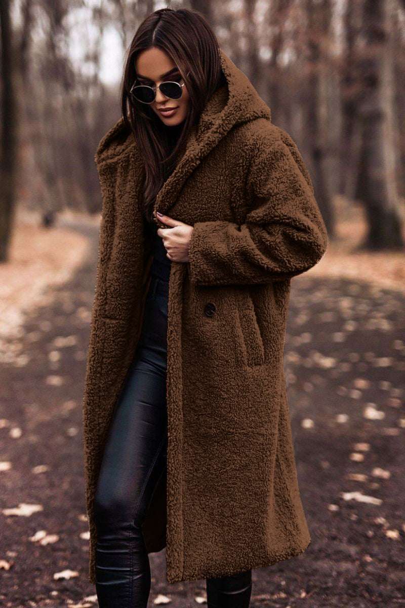 Women's Elegant Faux Fleece Long Teddy Coat Autumn Winter Fashion Elegant Long Coat | Ectron Online