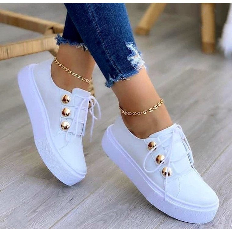 Lace-up Flats Sneakers Women Rivet Casual Shoes Lace-up Flats Sneakers Women Rivet Casua | Ectron Online