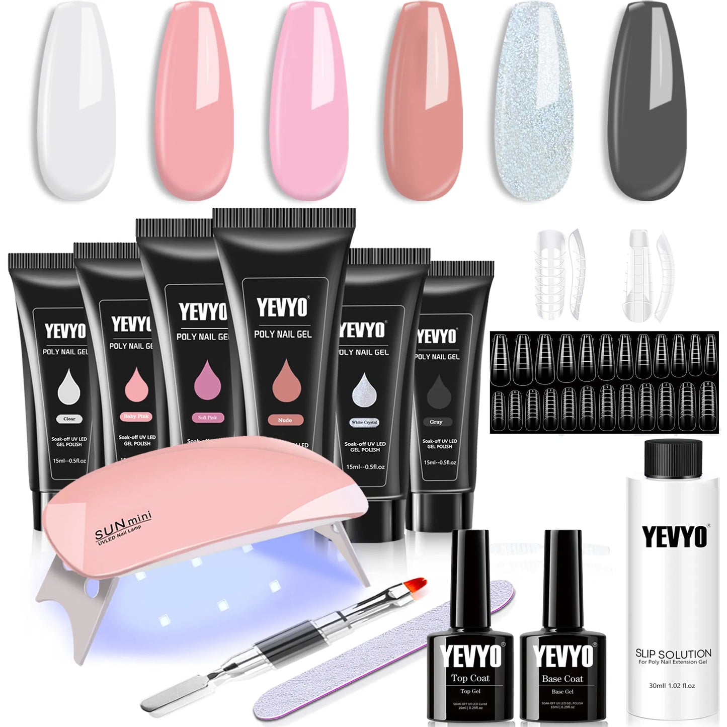 6-Piece Poly Gel Nail Kit with UV Lamp
