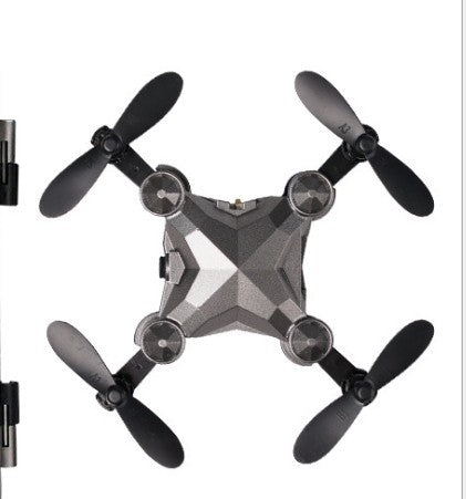 Geometric gray mini quadcopter drone with four propellers