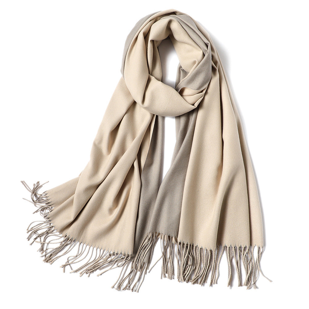 Korean double-sided faux cashmere shawl