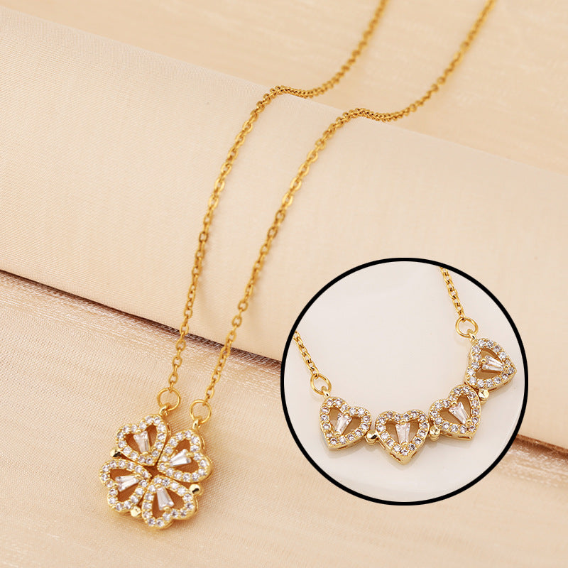 Lucky Charm | Four-Leaf Clover Titanium Steel Necklace Variety Four-leaf Clover Non-fading Light Luxury Titanium Steel Necklace | Ectron Online