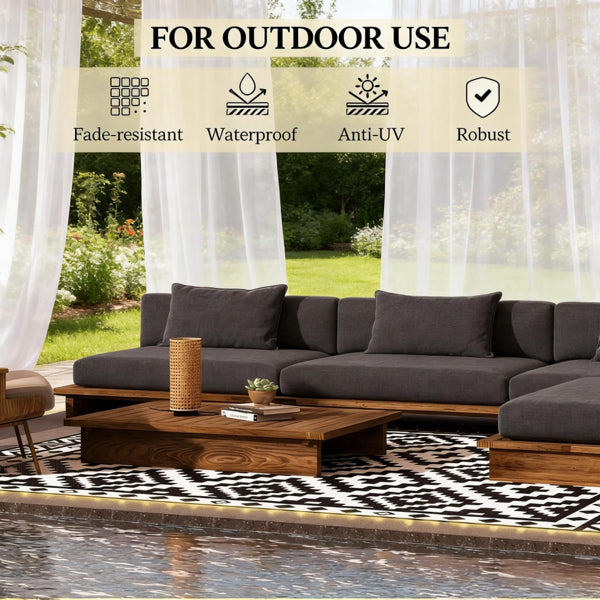Classic Reversible Outdoor Rug | Large Weatherproof Area Mat