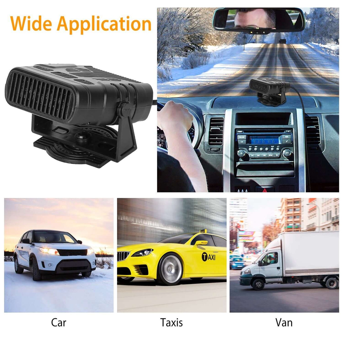 2-in-1 Portable Car Heater & Defroster - 12V/120W or 24V/200W 24V 200W Or 12V 120W Portable Car Heate | Ectron Online
