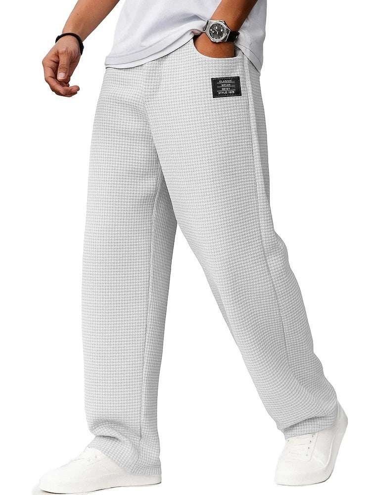 Men's Waffle Straight-Leg Trousers Autumn And Winter Leisure Waffle Fashion | Ectron Online
