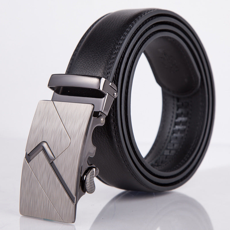 Leather automatic buckle belt