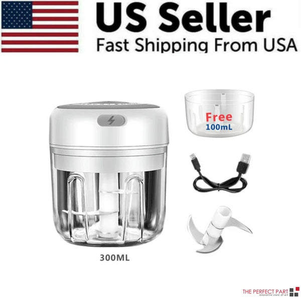 300ml Mini Electric Garlic Press & Food Chopper | Portable Meat & Vegetable Mincer