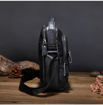 One Shoulder Genuine Leather Business Multifunction Men's Soft Leather Casual Messenger Bag