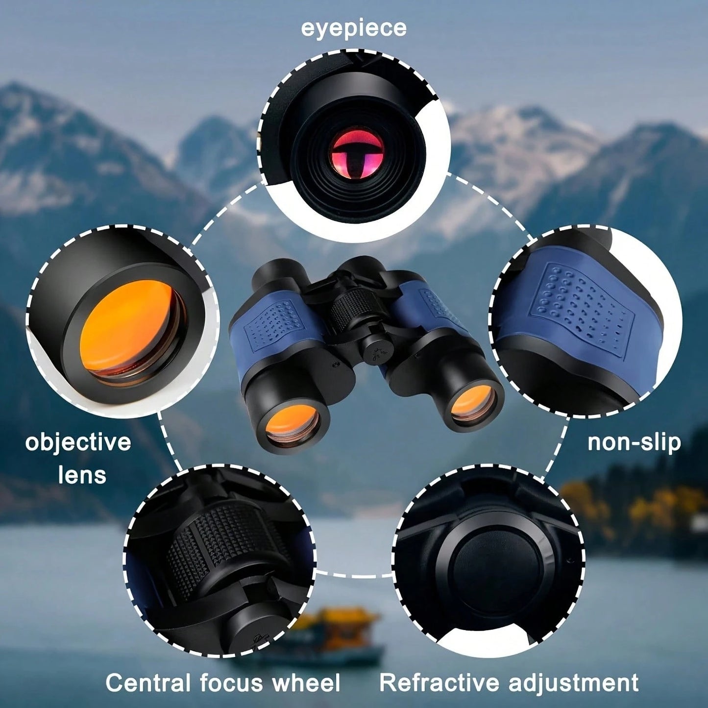 60x60 High-Powered Binoculars | Night Vision & Coordinate Compass