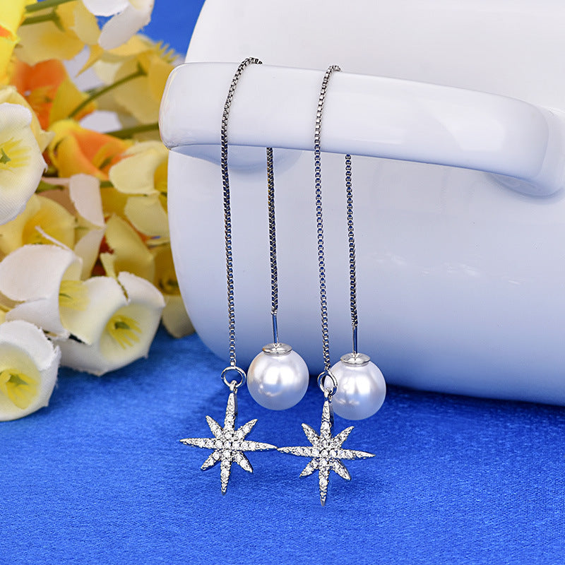 Octagonal star with zircon earrings