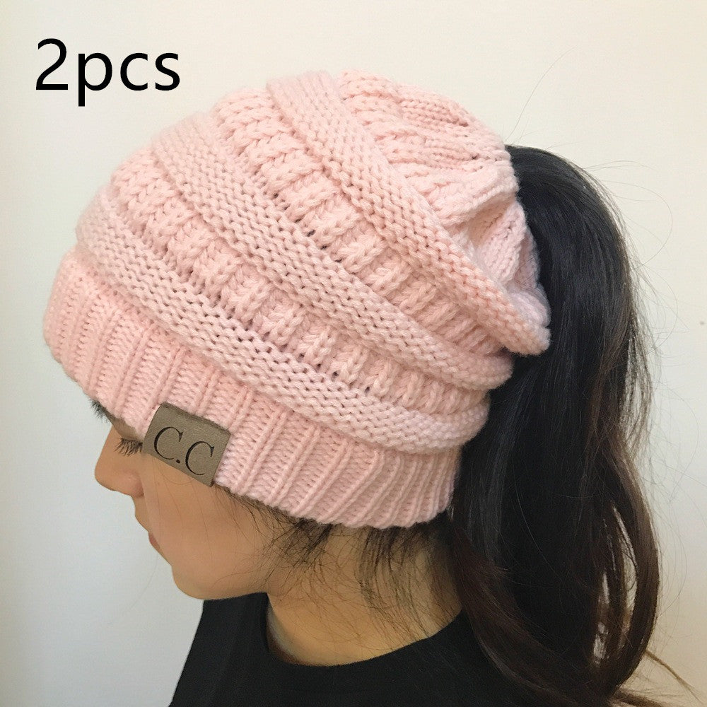 Knitted Ponytail Hat - Women's Fashion Wool Hat for Stylish Comfort Hats & Caps | Ectron Online