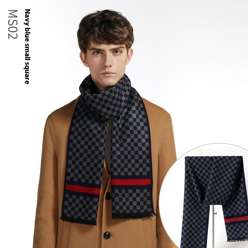Simple Plaid Warm Keeping Artificial Cashmere Scarf Men's Scarves | Ectron Online