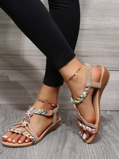 Women’s Open Toe Sandals – Color Block Fabric Design Women's Open Toe Sandals Made Of Color B | Ectron Online