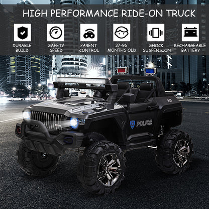 12V Kids Ride-On Police Truck Kids Ride-On Car 12V RC 2-Seater Police | Ectron Online