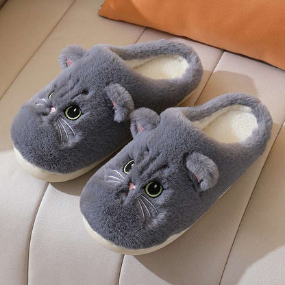 Cute Cat Plush Slippers – Warm Non-slip Winter House Shoes Cute Cat Plush Slippers Winter Warm Floo | Ectron Online