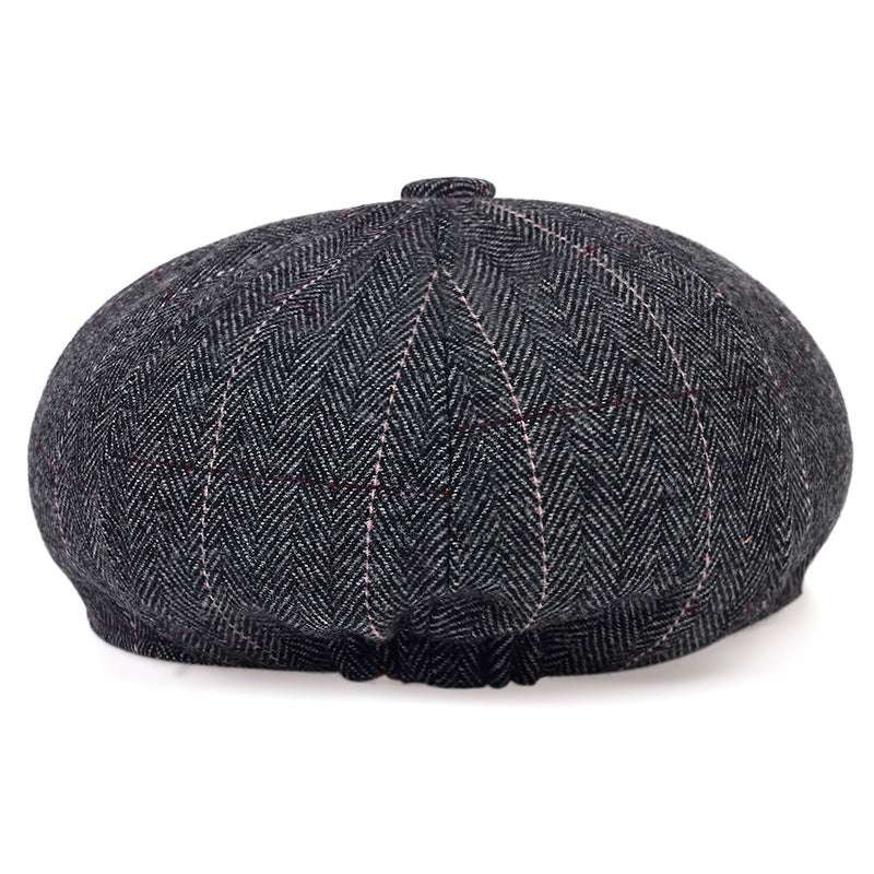 Autumn And Winter Woolen Octagonal Hat Plus Size Newsboy Cap