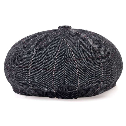 Autumn And Winter Woolen Octagonal Hat Plus Size Newsboy Cap