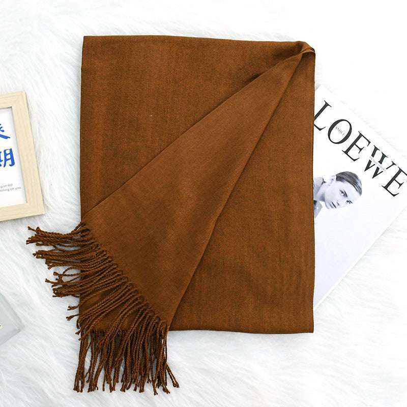 Luxurious Warm Tassel Scarf - Cashmere-Feel Meeting Accessory Annual Meeting Warm Cashmere Tassel Scar | Ectron Online