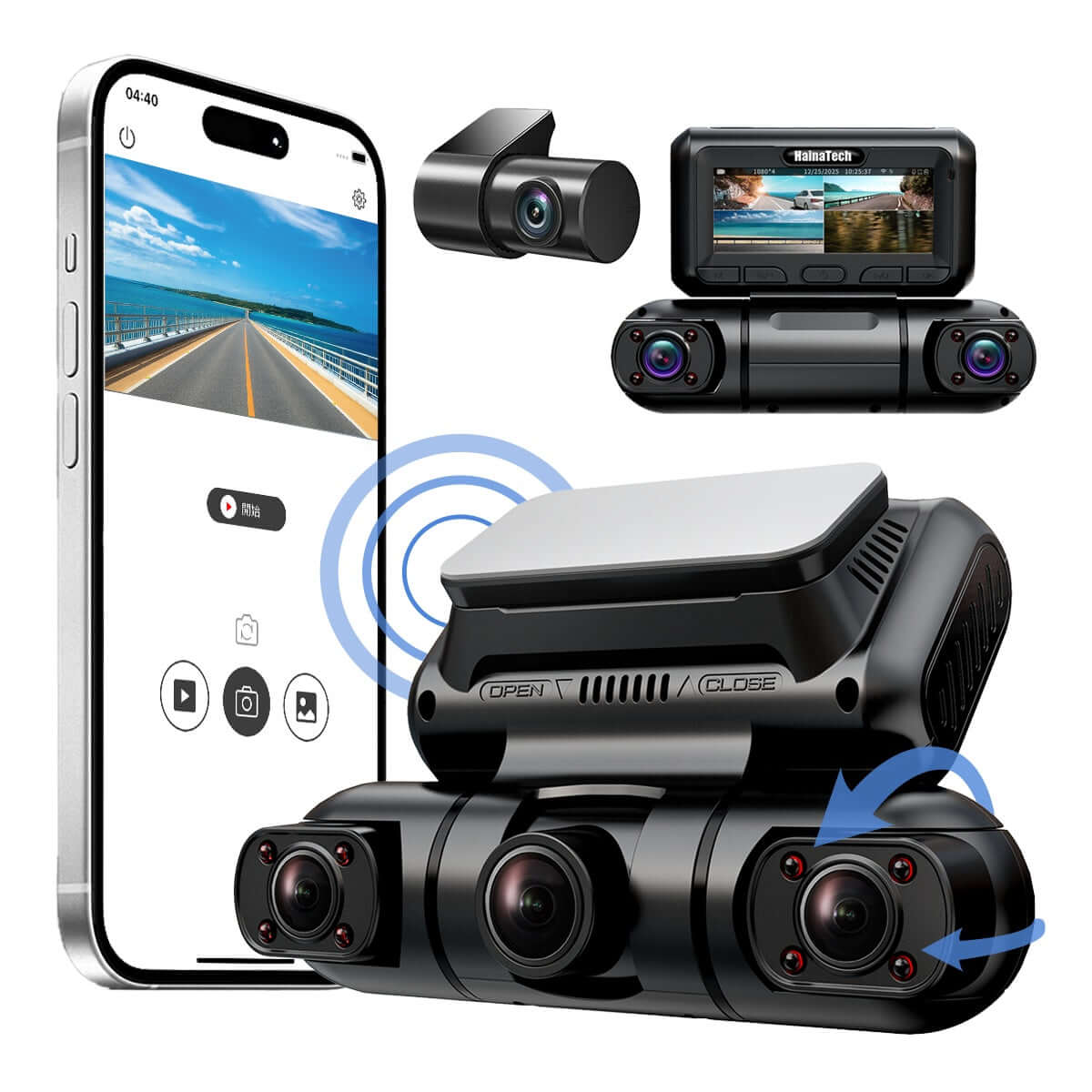 Hainatech 360° 4-Channel Dash Cam - Front, Rear & Sides 1080P Hainatech 360 Degree View 4 Channel Dash | Ectron Online