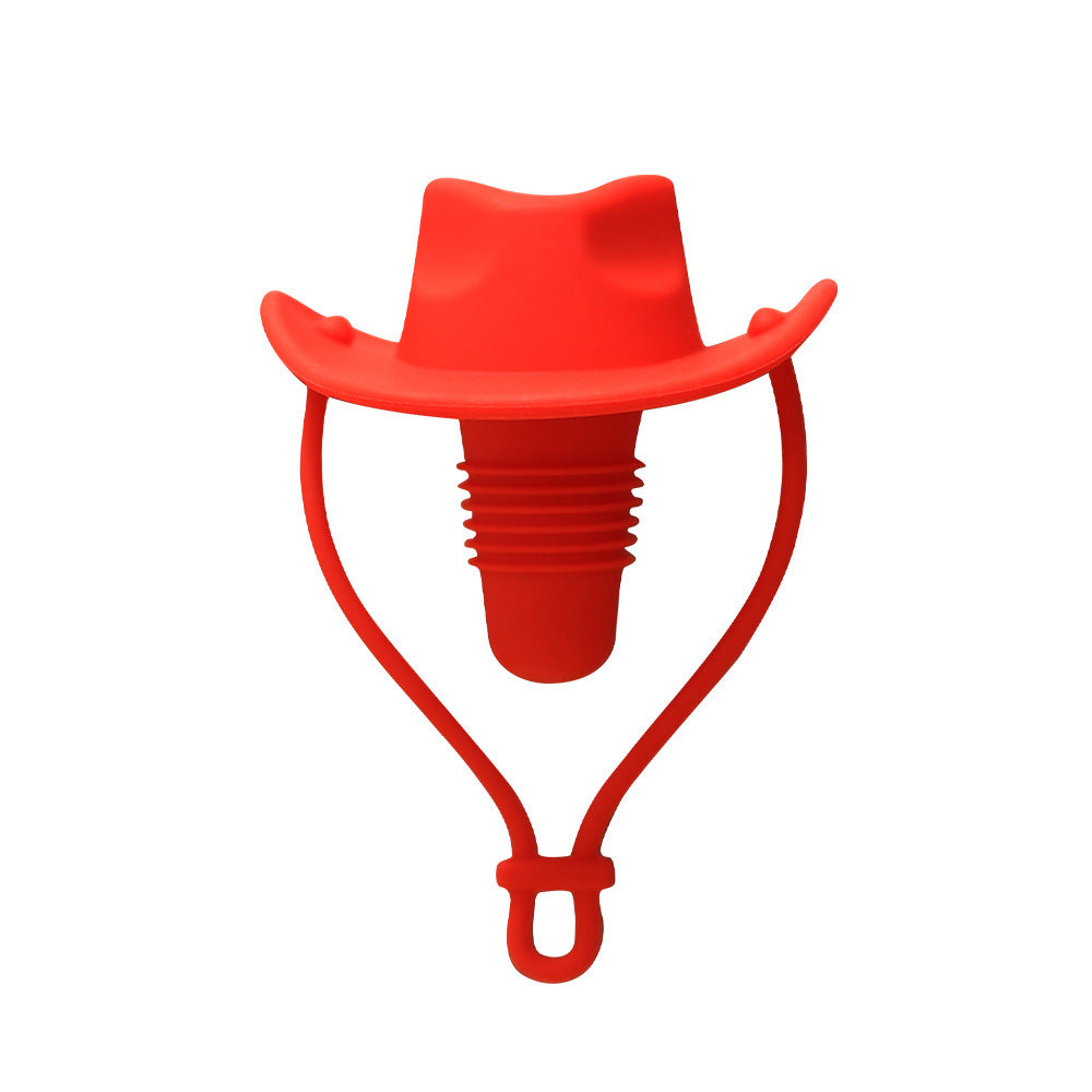 {{ brand }} Silicone Red Wine Stopper – Creative Western Cowboy Hat Design OPP Packaging Red Cowboy Hat - Silicone Stopper For Red Wine Western Co