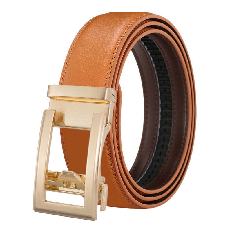 Men's Leather Belt - Automatic Buckle, Two-Layer Cowhide Men's Leather Belt Automatic Buckle | Ectron Online