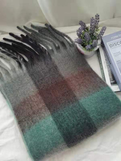 Women's Autumn Colorful Striped Warm Cashmere Plaid Scarf