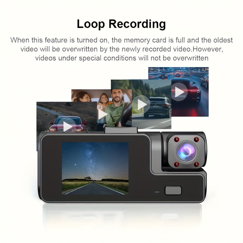 3-Lens HD 1080P Dash Cam | Parking Monitor & Rearview Reversing Camera