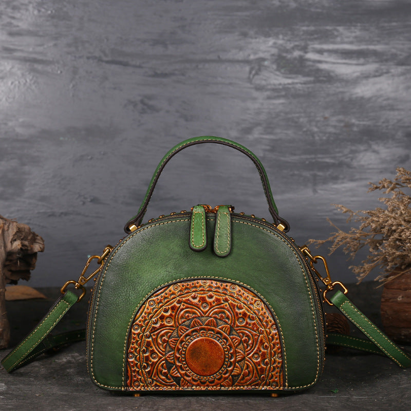 Vintage leather handbag multi-functional suede cowhide