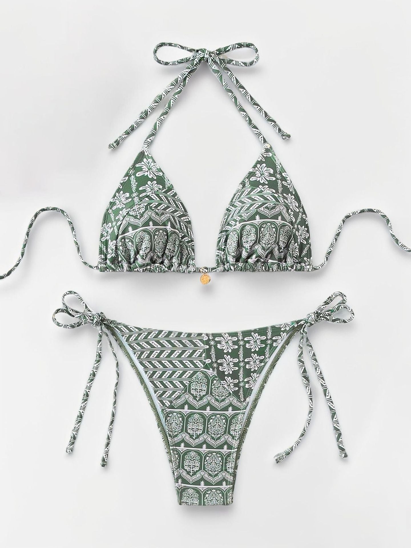 Women Printed Lace-up Bikini Split Swimsuit Swimwear Women Printed Lace-up Bikini Split Swims | Ectron Online