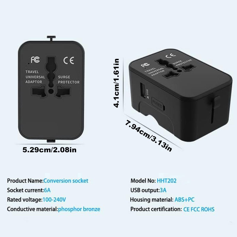 Universal All-in-One Travel Adapter | Worldwide Plug with 3 USB