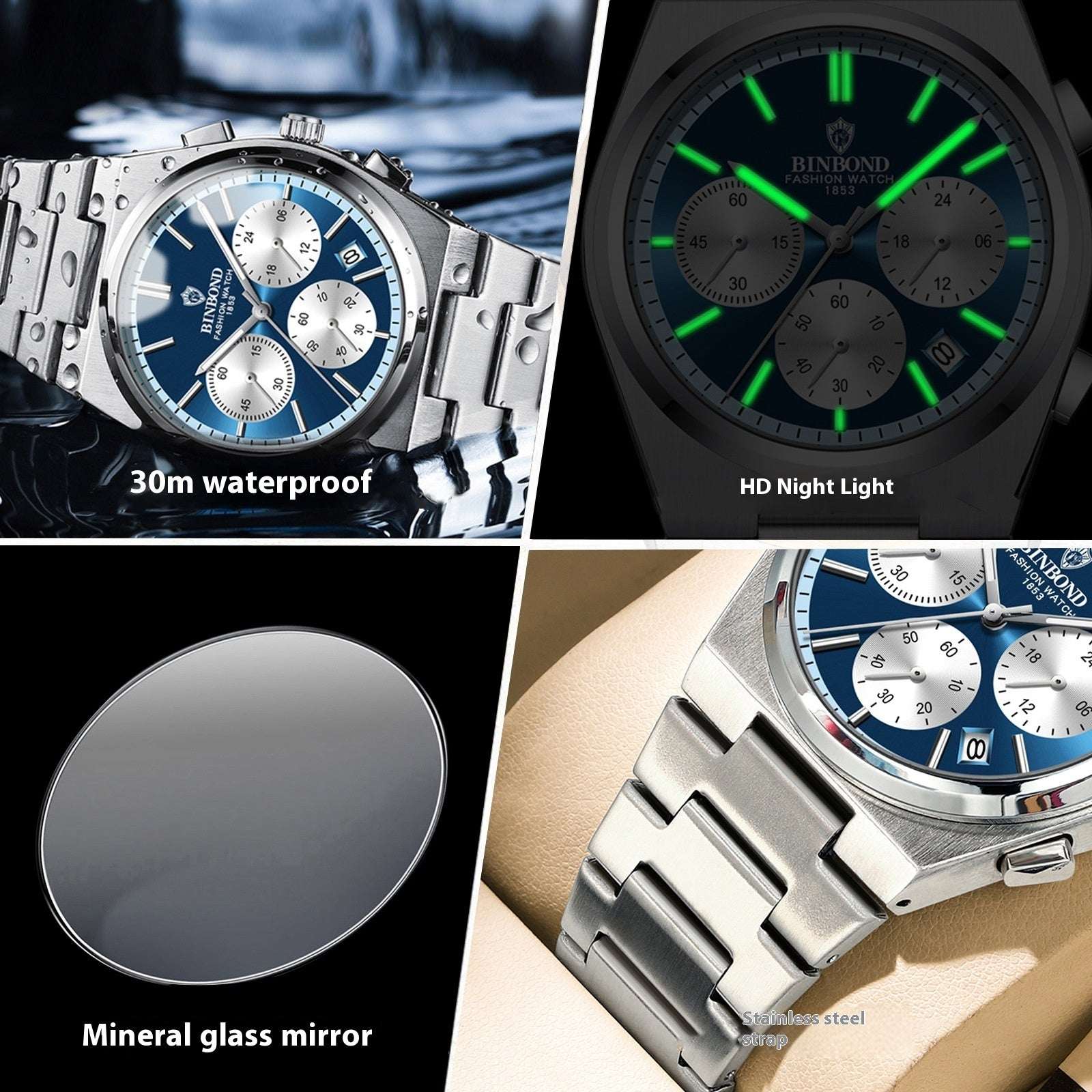 Men's Fashion Elegant Three Eyes And Six Needles Chronograph Watch Men's Fashion Elegant Three Eyes And Six | Ectron Online