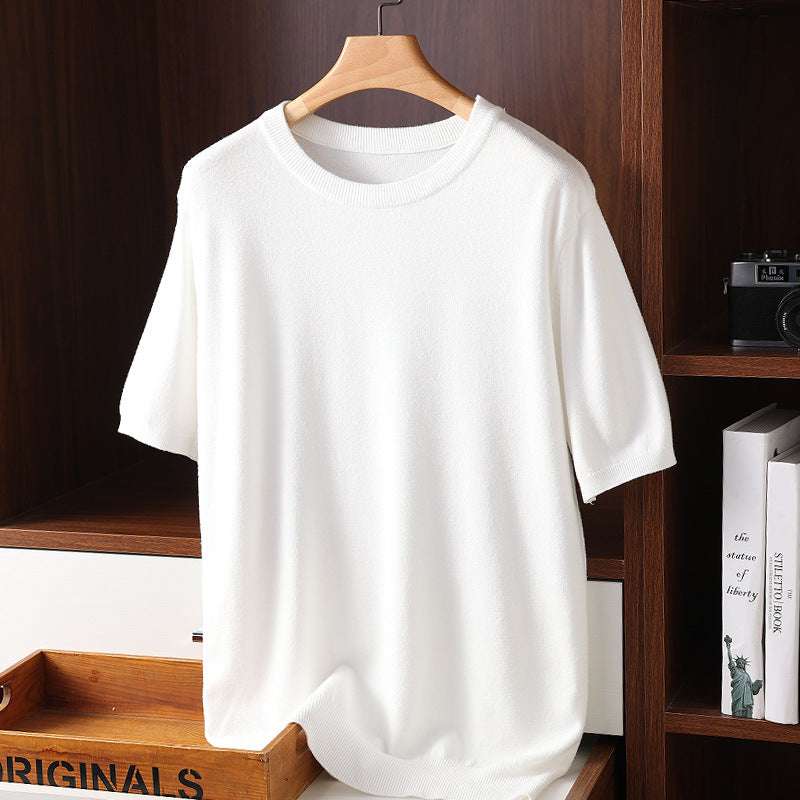 Men’s Summer Thin Knit T-Shirt – Short Sleeve Round Neck Casual Summer Short Sleeve Men's Round Neck Thi | Ectron Online