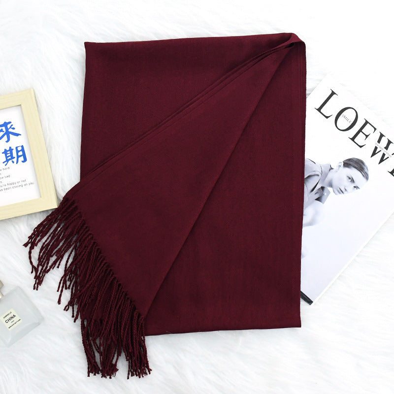 Luxurious Warm Tassel Scarf - Cashmere-Feel Meeting Accessory Annual Meeting Warm Cashmere Tassel Scar | Ectron Online