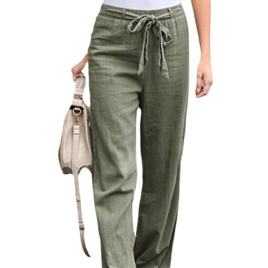 Women's Cotton And Linen Casual Solid Color Pants