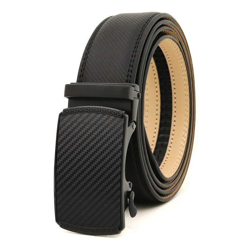 Men's Business Automatic Twill Leather Belt - Two-Layer Cowhide Men's Business Automatic Twill Buckle Le | Ectron Online