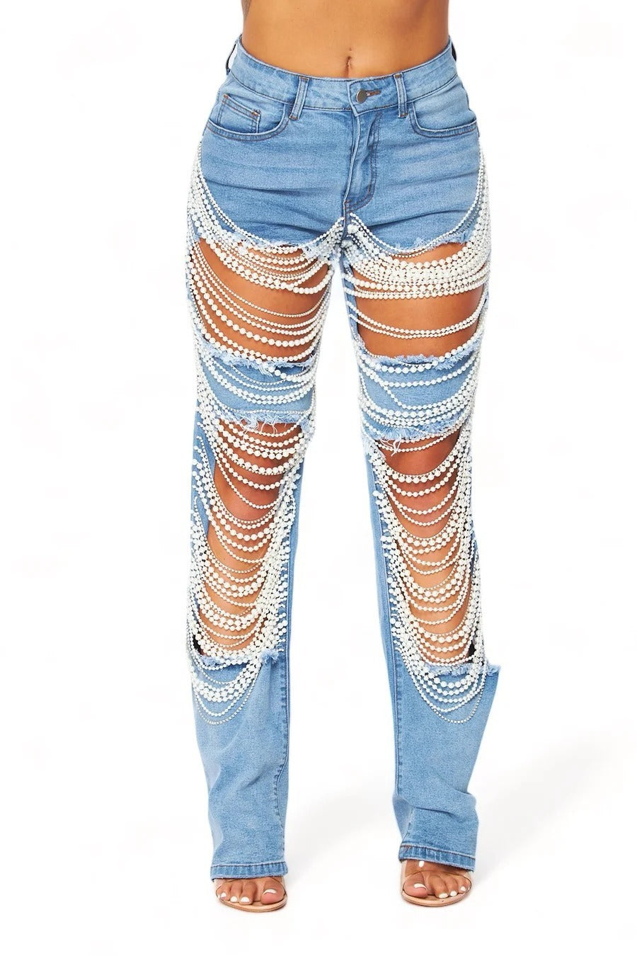 Chain Bead Necklace Ornaments Straight-leg Pants Chain Bead Necklace Ornaments Straight-l | Ectron Online