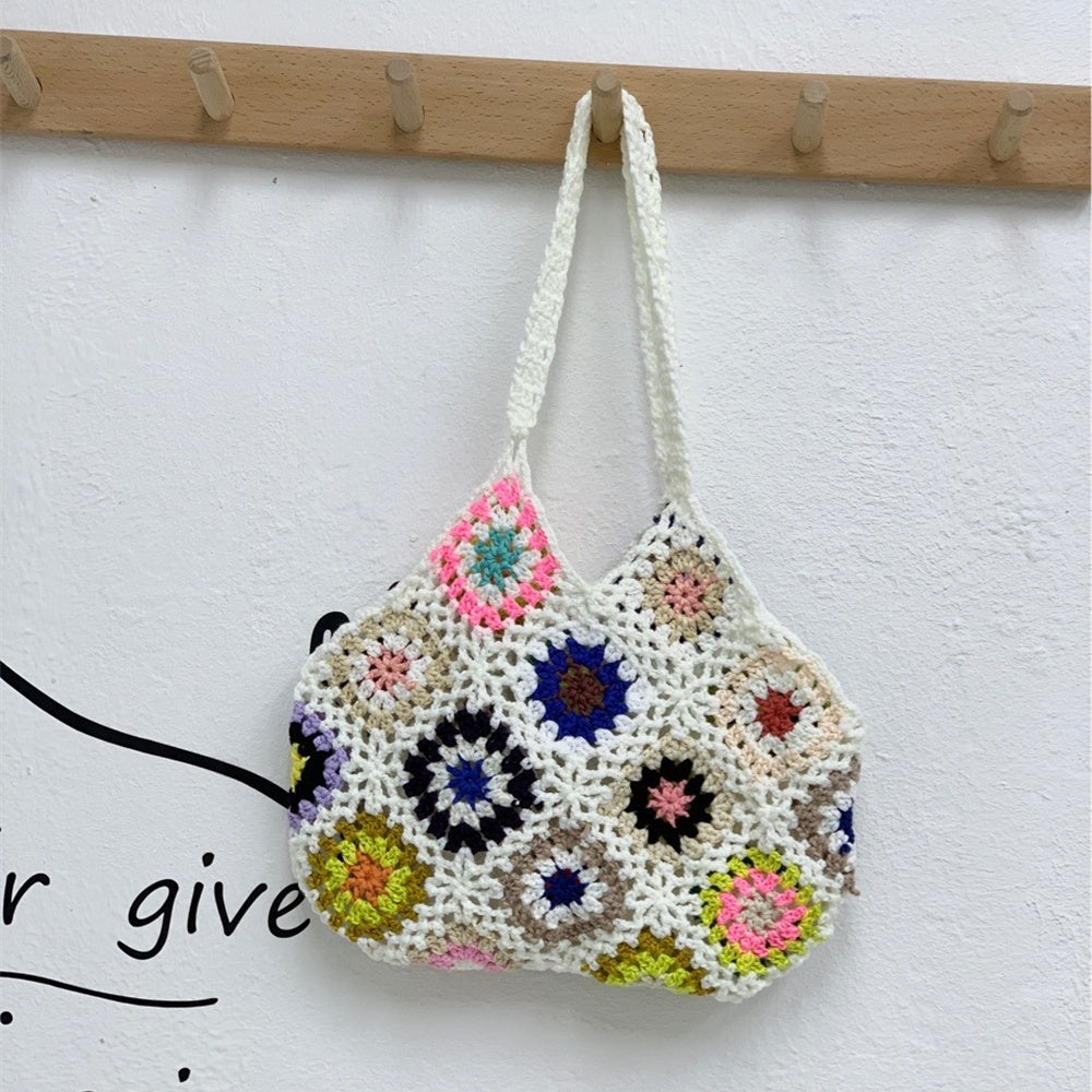 Handmade Hand Crochet Flower Woven Women's Bag - Ethnic Pattern Handmade Hand Crochet Flower Woven Women | Ectron Online