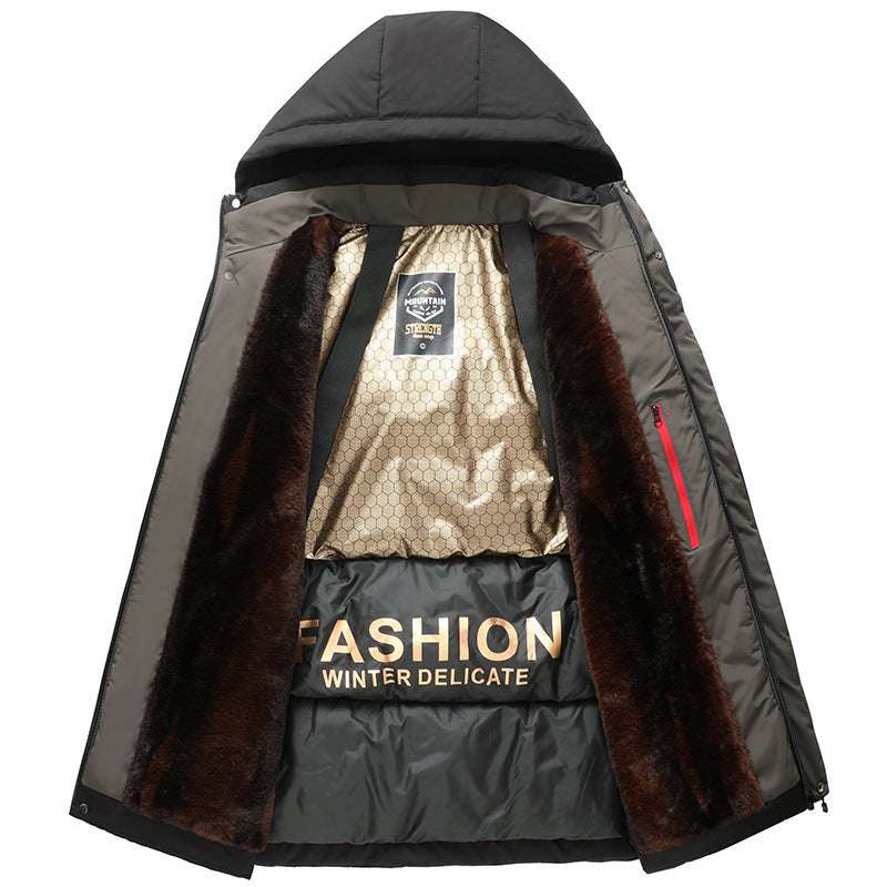 Business Casual Black And Gold Cotton-padded Coat Men's Warm Navy Blue Cotton-padded Coat