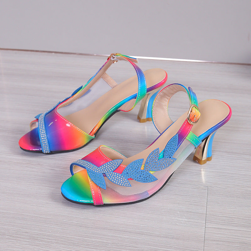 Summer High Heel Sandals - Rhinestone Buckle Summer New High Heel Sandals Stiletto He | Ectron Online