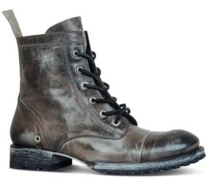 Retro Round Toe Lace-Up Casual Short Boots for Men Round toe retro lace-up casual short boo | Ectron Online