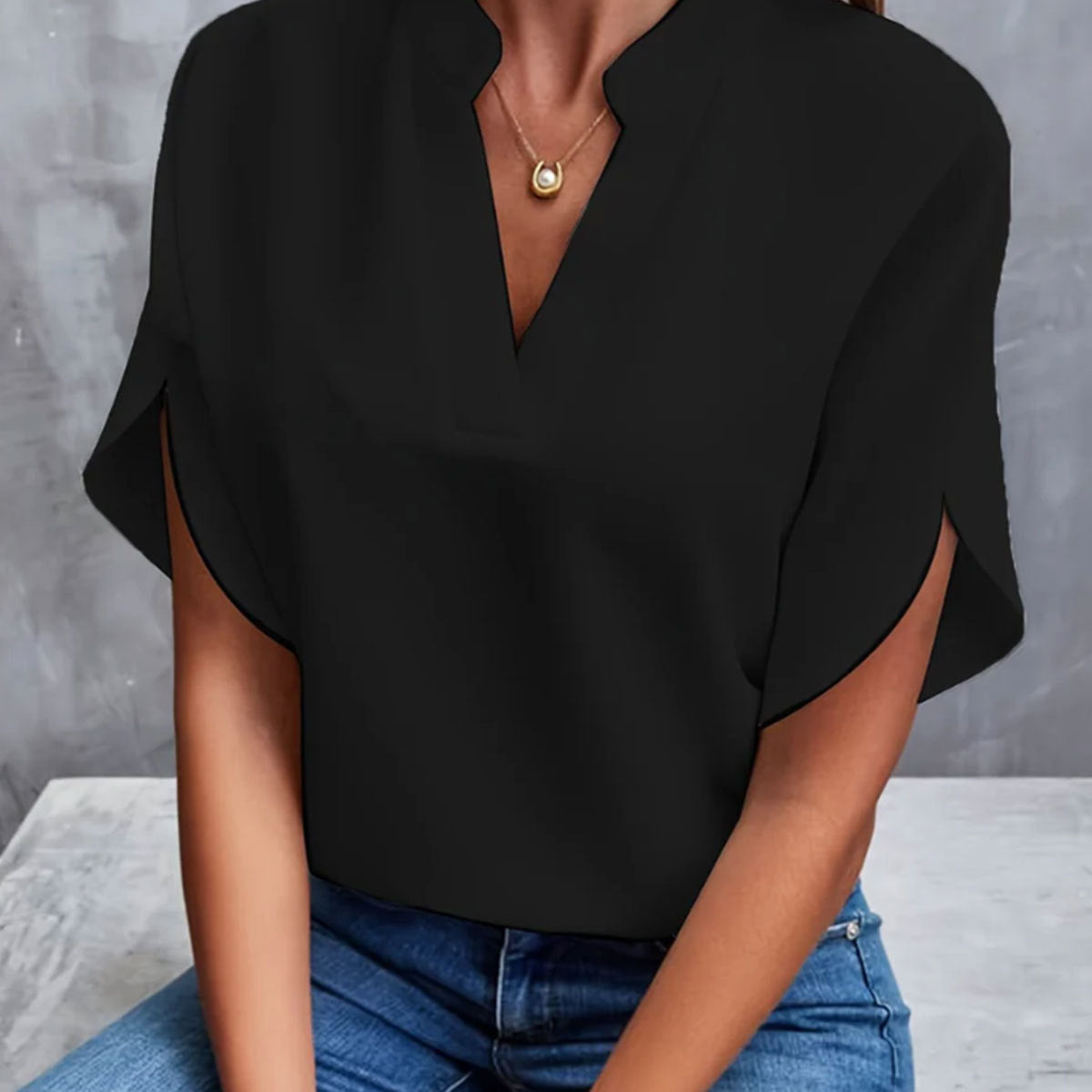 Elegant Short-Sleeved Chiffon Shirt Summer Short-sleeved Chiffon Shirt New V | Ectron Online